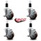 Service Caster 3.5'' Maroon Poly Swivel 1-3/8'' Expanding Stem Caster Set with Brake, 4PK SCC-EX20S3514-PPUB-MRN-TLB-138-4 - alternate 4